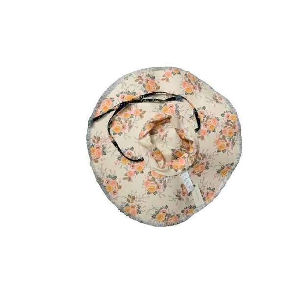 Capitanna X Anthro Reversible Floral Maxi Bucket Hat Raw Edge Sun Hat, NWT